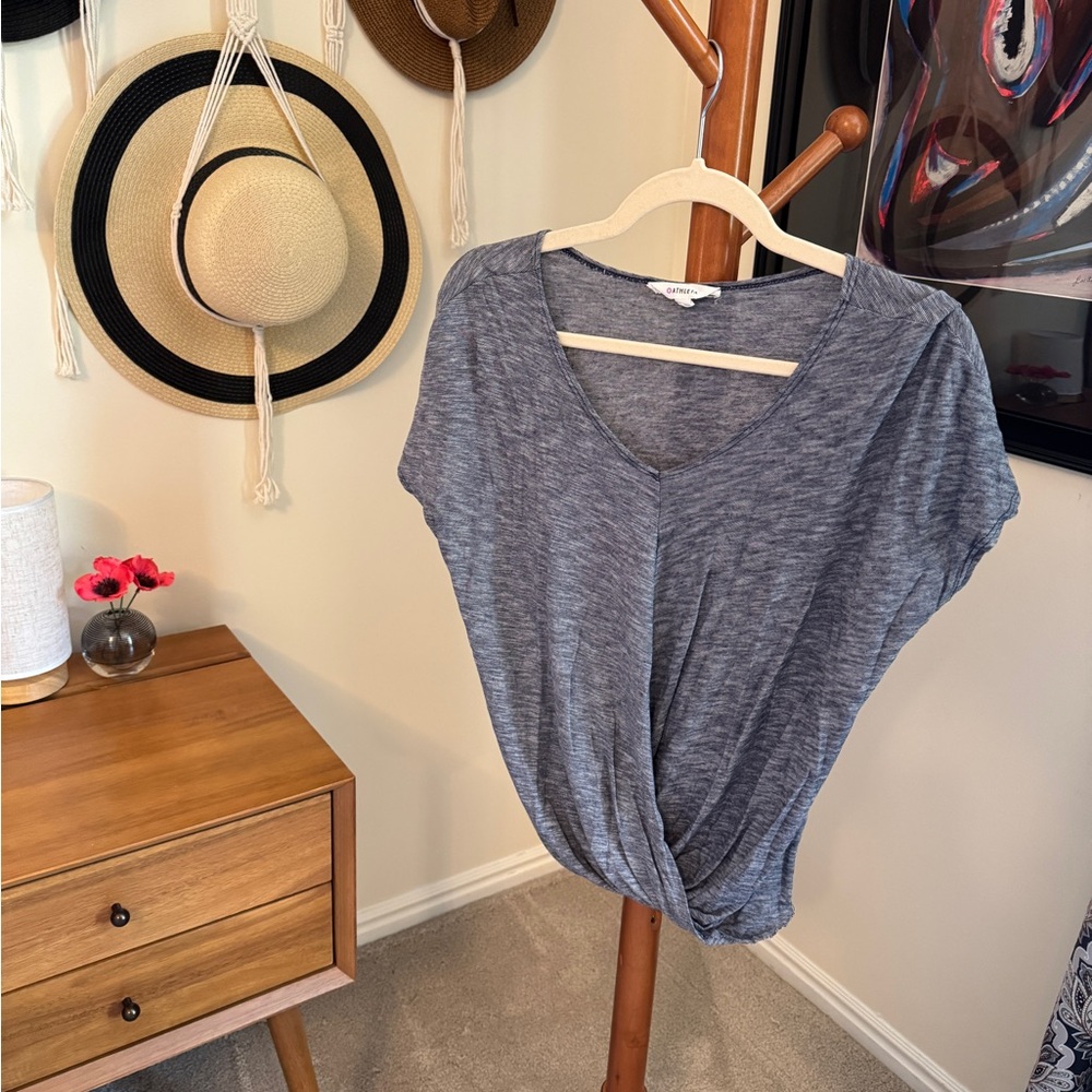Athleta heather blue tee with twist front size small
